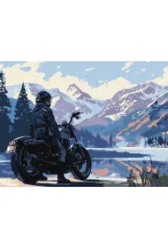 Ideyka Malowanie po numerach - Motocyklista w g�rach 30x40cm