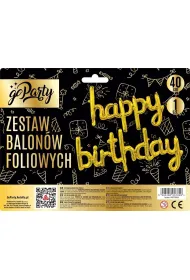 GoParty Zestaw balon�w foliowych Happy Birthday z�ote