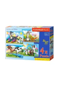 Puzzle maxi 4w1 - Mama i dzieci (8+12+15+20 el.) Castorland