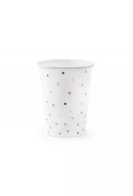 PartyDeco Kubeczki Kropki bia�e 260ml 6 szt.