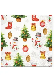 Paw Serwetki 33x33cm Snowmen Pattern