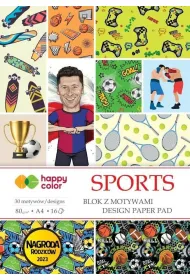 Blok z motywami SPORTS, 80g/m2, A4, 16 ark,30 motyw�w, Happy Color