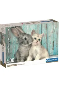 Puzzle 500 el. Compact Cat & Bunny Clementoni