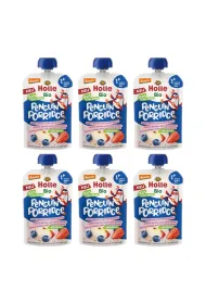 Holle Mus owsiankowy Pingwin (jab�ko - ry� - owoce jagodowe - quinoa) od 1 roku Demeter Zestaw 6 x 110 ml Bio