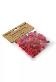 Penword Dekoracje pompony mix czerwony 1cm