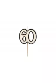 PartyDeco �wieczka urodzinowa 60 bia�o-czarny 5.5cm