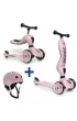 Zestaw Highwaykick 1 2w1 Je�dzik i hulajnoga tr�jko�owa + Kask XXS-S 1-5 lat Rose Scootandride