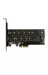 Axagon PCEM2-DC Adapter wewn�trzny PCIe x4, 1x M.2 NVMe M-key + 1x SATA B-key slot, ch�odnica, SP & LP + radiator