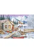 Puzzle 1000 Zima w domku nad jeziorem 113745 Gibsons