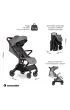 Easywalker Jackey Kompaktowy, samosk�adaj�cy si� w�zek spacerowy z torb� transportow� Marble Grey