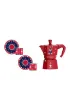 Bialetti Zestaw Joyful Christmas kawiarka Moka Express 3tz czerwona + 2 fili�anki ze spodkami