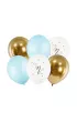 PartyDeco Balony urodzinowe Pastel Light Blue bia�y z�oty niebieski 30cm