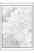 Ateny mapa czarno biaa - plakat 50x70 cm