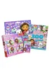 Pakiet: 300 naklejek. Koci Domek Gabi, Puzzle 4w1 - Przygody Gabi. Koci Domek Gabi (35+48+54+70 el.), Czarny Piotru� - Koci Domek Gabi, Gigantyczny notes z zadaniami. Koci Domek Gabi