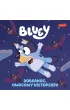 Pakiet: Oto Bluey! Zabawy i zadania z naklejkami, Naklejamy! Bluey. Ksi��ka do wyklejania, Bluey. Dobranoc, owocowy nietoperzu. Moja czytanka, Puzzle 3w1 (20+36+50 el.) Poznaj Bluey