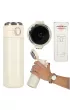 Kubek bidon termiczny z ustnikiem termos LED 350ml be�owy