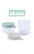 Beaba Zestaw pojemnikw soiczkw szklanych z hermetycznym zamkniciem Airy Green i Light Mist 150 ml + 250 ml