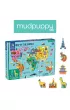 Puzzle Mapa �wiata z elementami w kszta�cie budynk�w i zwierz�t 5+ Mudpuppy