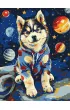 Ideyka Malowanie po numerach - Kosmiczny husky 30x40cm
