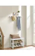 Songmics Bia�y zestaw bambusowy z wieszakiem i �awk� na buty (uszkodzone opakowanie)