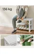 Songmics Bia�y zestaw bambusowy z wieszakiem i �awk� na buty (uszkodzone opakowanie)