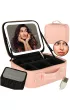Kosmetyczka organizer na kosmetyki bi�uteri� kuferek z lusterkiem 10-krotne powi�kszenie r�owy